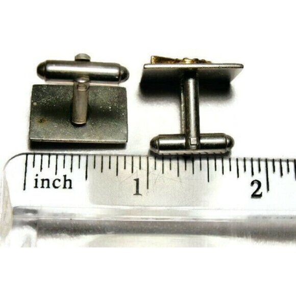Sword & Shield Silver Tone Gold T Cufflinks Tux Shirt Dress Suit Vintage Shields - Picture 9 of 11